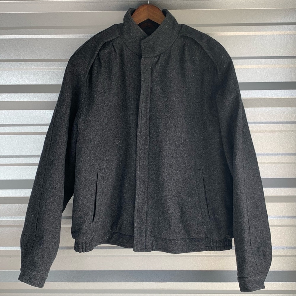 Grizzly Mens Wool Blend size XL Charcoal Gray Bomber Full Zip Coat